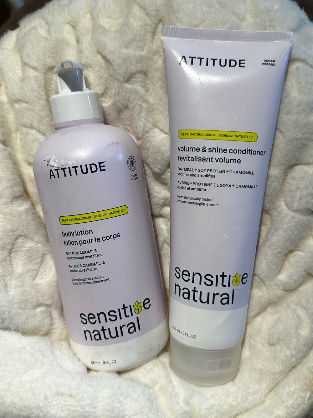 ATTITUDE Sensitive Natural Volume & Shine Conditioner & Body Lotion Set NEW $39